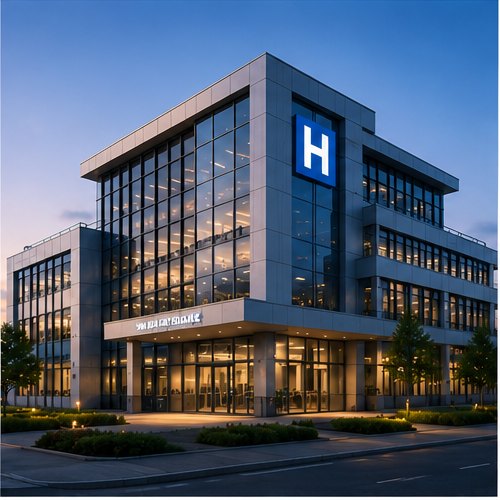 Hospital and commercial building